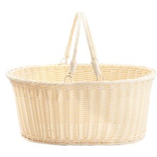 Perotti Sentetik Hasır Krem Oval Kapaksız Piknik Sepeti 40X30X19CM