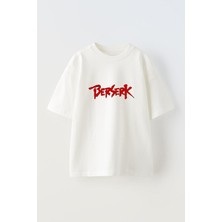 Youwinner Unisex Berserk Tasarım Baskılı Pamuk Beyaz Oversize T-Shirt
