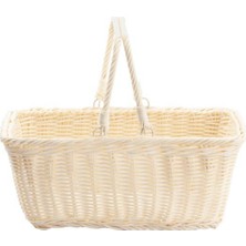 Perotti Sentetik Hasır Krem Dikdörtgen Kapaksız Piknik Sepeti 34X27X17CM