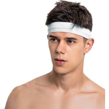 Salvia Dione Erkek Spor Saç Bandı Sporcu Kafa Bandı Headband Tenis Gym Ter Bantı Spor Fitness Saç Bantları Beyaz