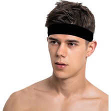 Salvia Dione Erkek Spor Saç Bandı Sporcu Kafa Bandı Headband Tenis Gym Ter Bantı Spor Fitness Saç Bantları Siyah