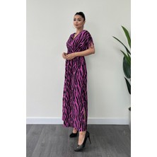 Giyimmasalı Viskon Kumaş Beli Lastikli Midi Elbise - Pembe