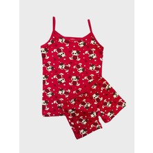 Elmas Kids Kız Çocuk Pamuklu Kırmızı Ayıcık Desenli Atlet Boxer Takımı