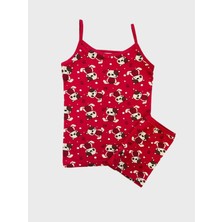 Elmas Kids Kız Çocuk Pamuklu Kırmızı Ayıcık Desenli Atlet Boxer Takımı