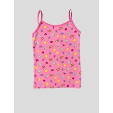 Elmas Kids Kız Çocuk Gökkuşağı Yıldız Desenli Pembe Atlet Boxer Takımı