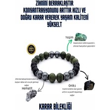 NehirTaş Sertifikalı   Doğal Taş Karar Tılsım Bilekliği  ( Yeşim Taşı, Oniks, Hematit )