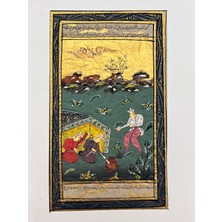 Hasyılmaz Seferde Yemek Adlı El Yapımı Minyatür Resim 20,5X12,5 cm