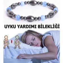 NehirTaş Sertifikalı   Uyku Yardımı Doğal Taş Bileklik ( Akuamarin - Hematit )