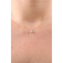 Diamine 14 Ayar Altın Forse Zincir Nazar Boncuğu Kolye