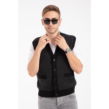 Mutlu City Yeni Model Erkek Orta Yaş ve Üzeri Triko Örgü Akrilik Kışlık Baba Düğmeli Yelek 2062