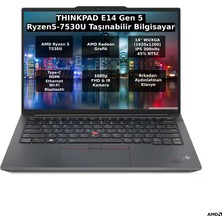 Lenovo Thinkpad E14 Gen 5 Amd Ryzen 5 7530U 40GB 1tb SSD 14" Fhd+ Freedos Taşınabilir Bilgisayar 21JR0009TX O11