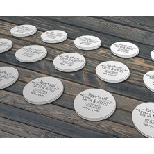 Letbil Reklam Çiçek Desenli Etiket Modeli, Düğün Hediyelik Etiket 4cm - 60 Adet Opak Sticker