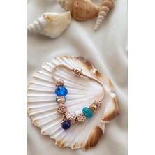 HD Marketim Bileklik Charm Nazar Boncuğu Kalp Yılan Zincir Bileklik