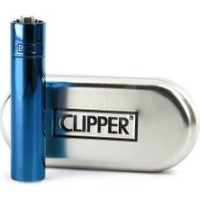 Senon Clipper Çakmak Mavi Metal Çakmak Hediye Kutulu