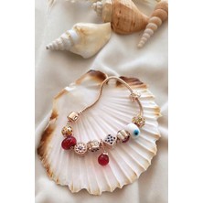 HD Marketim Bileklik Charm Nazar Boncuğu Kalp Yılan Zincir Bileklik