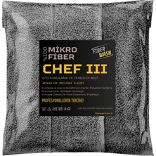 FiberWash Chefııı 3'lü Mikrofiber Kalın Süper Emici Araç Temizlik Kurulama ve Cila Bezi 40X40CM 350GSM –gri