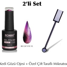 Roniki Kedi Gözü Kalıcı Oje 8D Galaxy Cat Eye 10 + Mıknatıs 2'li Set