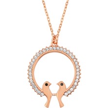 Altın Sepeti Rose Gümüş Kuş Yuvası Kolye