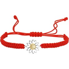 Altın Sepeti Gümüş Papatya Ipli Bileklik