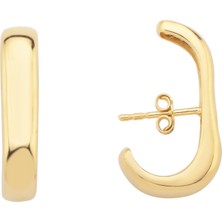 Altın Sepeti Gümüş Altın Kaplama Sade Küpe