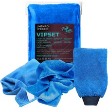 FiberWash Vıpset Mavi 3'lü Mikrofiber Araç Yıkama ve Kurulama Temizlik Paketi