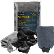 FiberWash Vıpset Gri 3'lü Mikrofiber Araç Yıkama ve Kurulama Temizlik Paketi