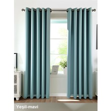 Mebelport Curtain Blackout Karartma 1/2 Pileli Fonluk Yeşilimsi Mavi Renk