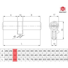 Kale Kilit | 164 BNE Kilit Silindiri, Emniyet Kartlı Bilyalı Kilit Göbeği [68 mm, Nikel]