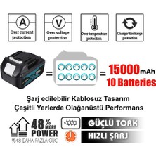 Prohummer EEA235 58VF 5AH Çelik Gövde Çelik Şanzıman Bakır Sargılı 5 Pilli Çift Akülü Vidalama Şarjlı Matkap 84 Parça