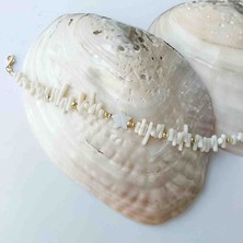 By Song Jewelry Beyaz Mercan ve Sedef Doğaltaşlı Halhal