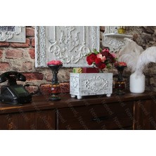 Neiwel Vintage Urme Eskitme Beyaz Ahşap Kutu
