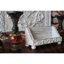 Neiwel Vintage Nova Eskitme Beyaz Ahşap Stand Raf