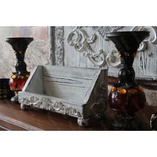 Neiwel Vintage Nova Eskitme Beyaz Ahşap Stand Raf