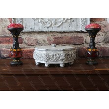 Neiwel Vintage Koina Eskitme Beyaz Kapaklı Ahşap Kutu