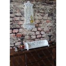 Neiwel Vintage Suen Eskitme Beyaz Ahşap Stand Raf