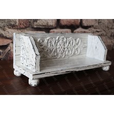 Neiwel Vintage Senna Eskitme Beyaz Ahşap Stand Raf