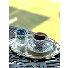 Kubart El Boyama 24 Ayar Altın Işlemeli Porselen Bluedrip Fincan