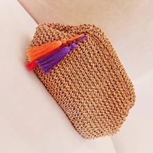 Tasarım Kumpanyası Kadınlar Için Püsküllü El Yapımı Krem Clutch Çanta - Yaz Için Minimalist El Çantası - Retro Çanta - Tığ Işi Kese Cüzdan - Benzersiz Hediye