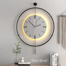 Sevinç Konsept Led'li Kristal Tiktok 50X75 cm Siyah Orta Boy Modern Dekoratif Metal Duvar Saati