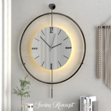 Sevinç Konsept Led'li Kristal Tiktok 50X75 cm Siyah Orta Boy Modern Dekoratif Metal Duvar Saati