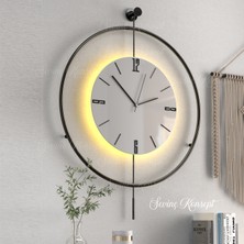 Sevinç Konsept Led'li Kristal Tiktok 50X75 cm Siyah Orta Boy Modern Dekoratif Metal Duvar Saati