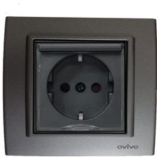 Ovivo Kapaklı Topraklı Priz -Füme