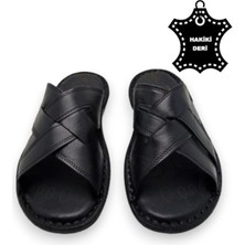 Magic Shoes Tamamen Hakiki Deri ve Topuk Yastıklı Sistemli Ortopedik Erkek Terlik