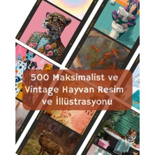 520 Digital 500 Maksimalist ve Vintage Hayvan ve Sanat Eserleri - Dijital Indirilebilir Duvar Sanatı