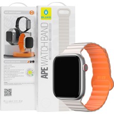 BLUEO Apple Watch 42 / 44 / 45 / - 49mm Uyumlu Akıllı Saat Kordonu - Magnetic Silicone Turuncu Watch Band