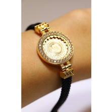 Yenigün Kuyumculuk 22 Ayar Çeyrek Altınlı Taşlı Siyah Bileklik