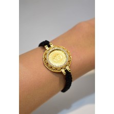 Yenigün Kuyumculuk 22 Ayar Çeyrek Altınlı Siyah Bileklik