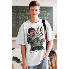 Cngz Shop Oversize Naruto Rock Lee Karakteri Baskılı T-Shirt Unisex Anime Baskılı T-Shirt