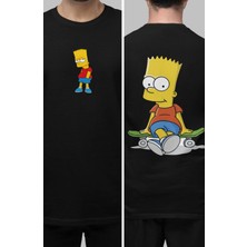 Cngz Shop Unisex Kaykayda Oturan Bart Simpson Sırt Baskılı Simpsonslar Sırt Baskılı