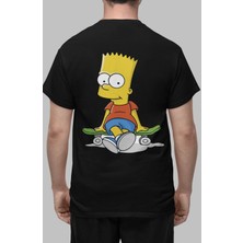 Cngz Shop Unisex Kaykayda Oturan Bart Simpson Sırt Baskılı Simpsonslar Sırt Baskılı